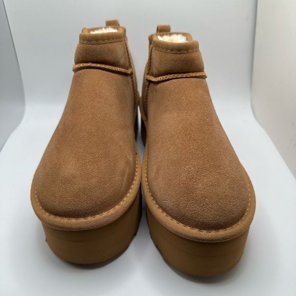 CUSHIONAIRE Women's Genuine Suede pull on platform boot +Memory Foam 8.5 CHESTNU - Picture 2 of 7